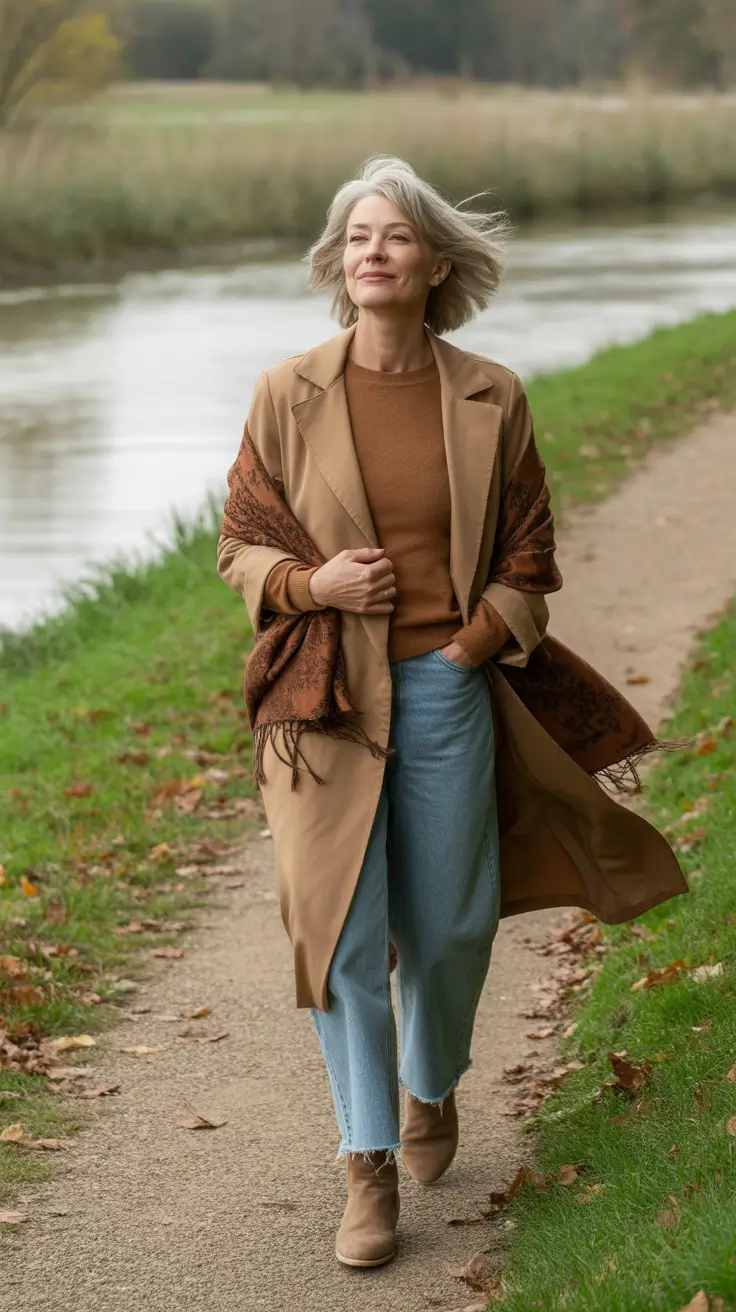 Elegant outfits for women over 50 in 2026 Warm Earth Tones for Nature Walk