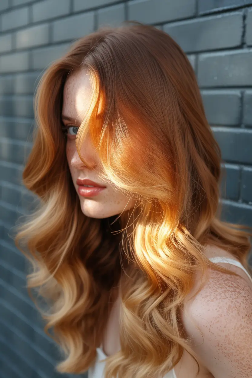 hair color ideas 2026 sun-lit copper waves