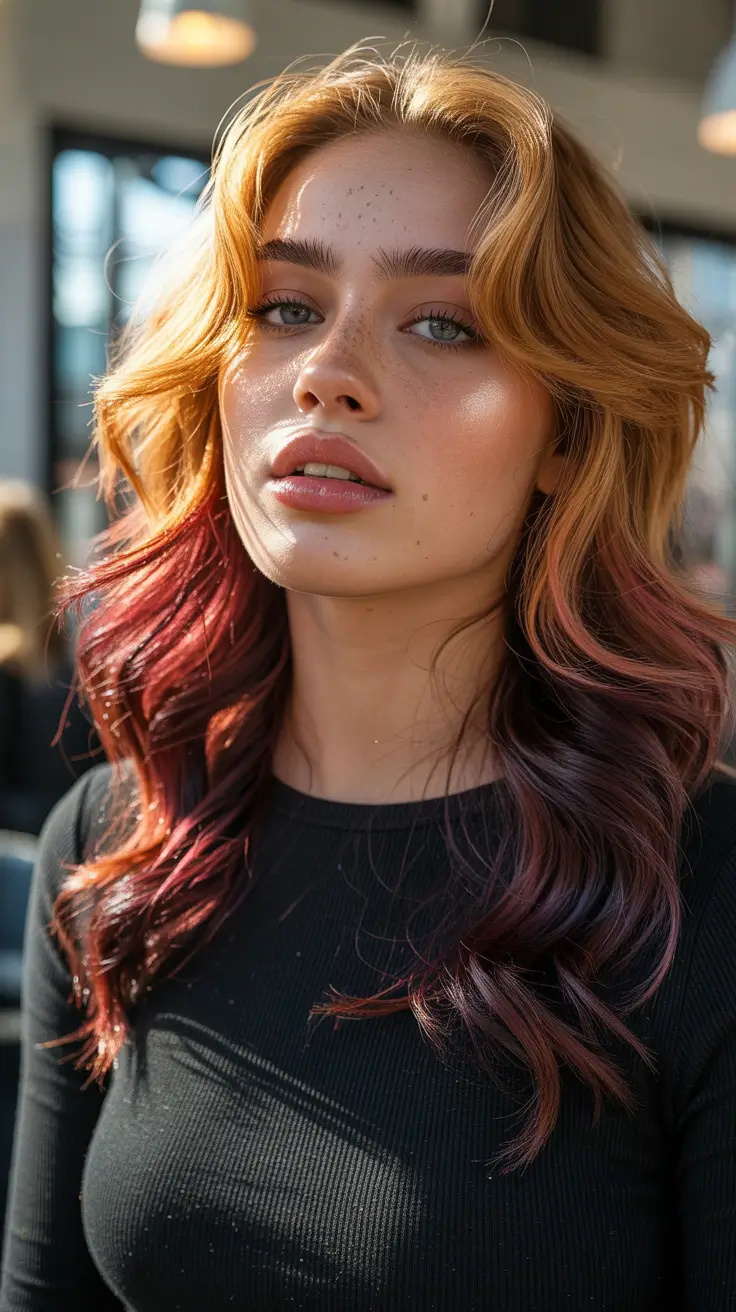 hair color ideas 2026 fiery multitone blend