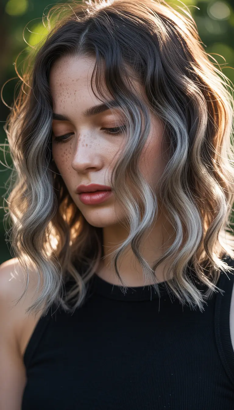 hair color ideas 2026 smoky gray blonde waves