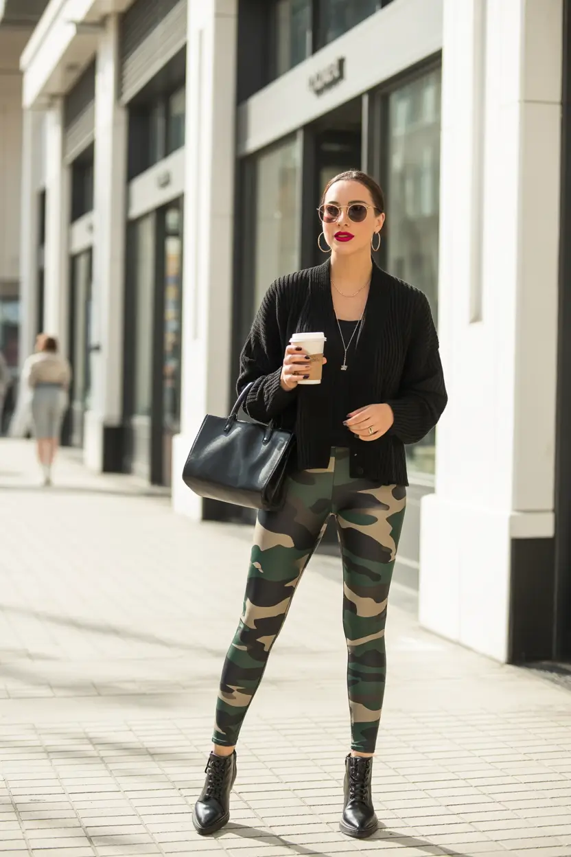 legging outfits ideas 2026 Urban Camo Cool