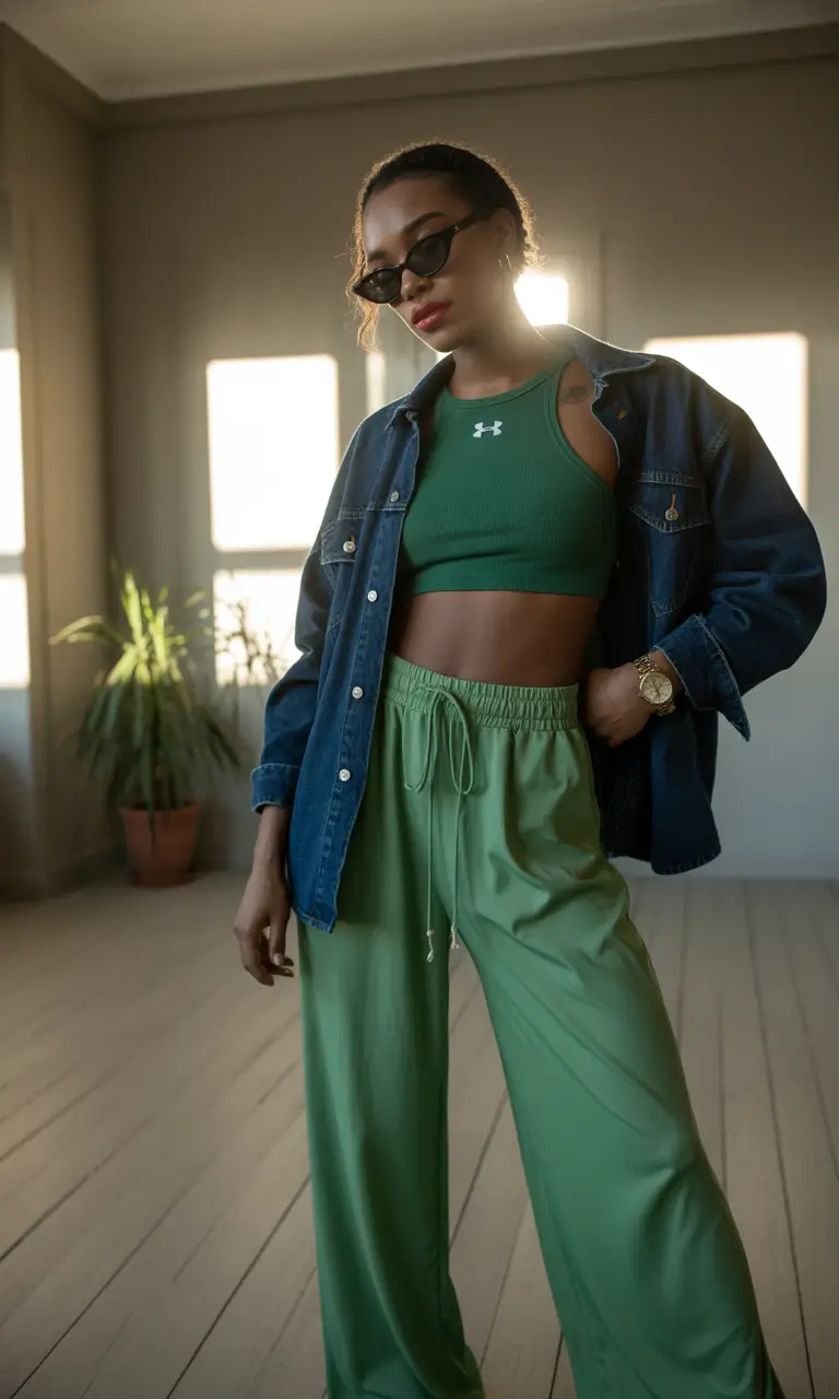 Minimalist capsule wardrobe outfits 2026 Sporty Minimalist Energy in Bold Green