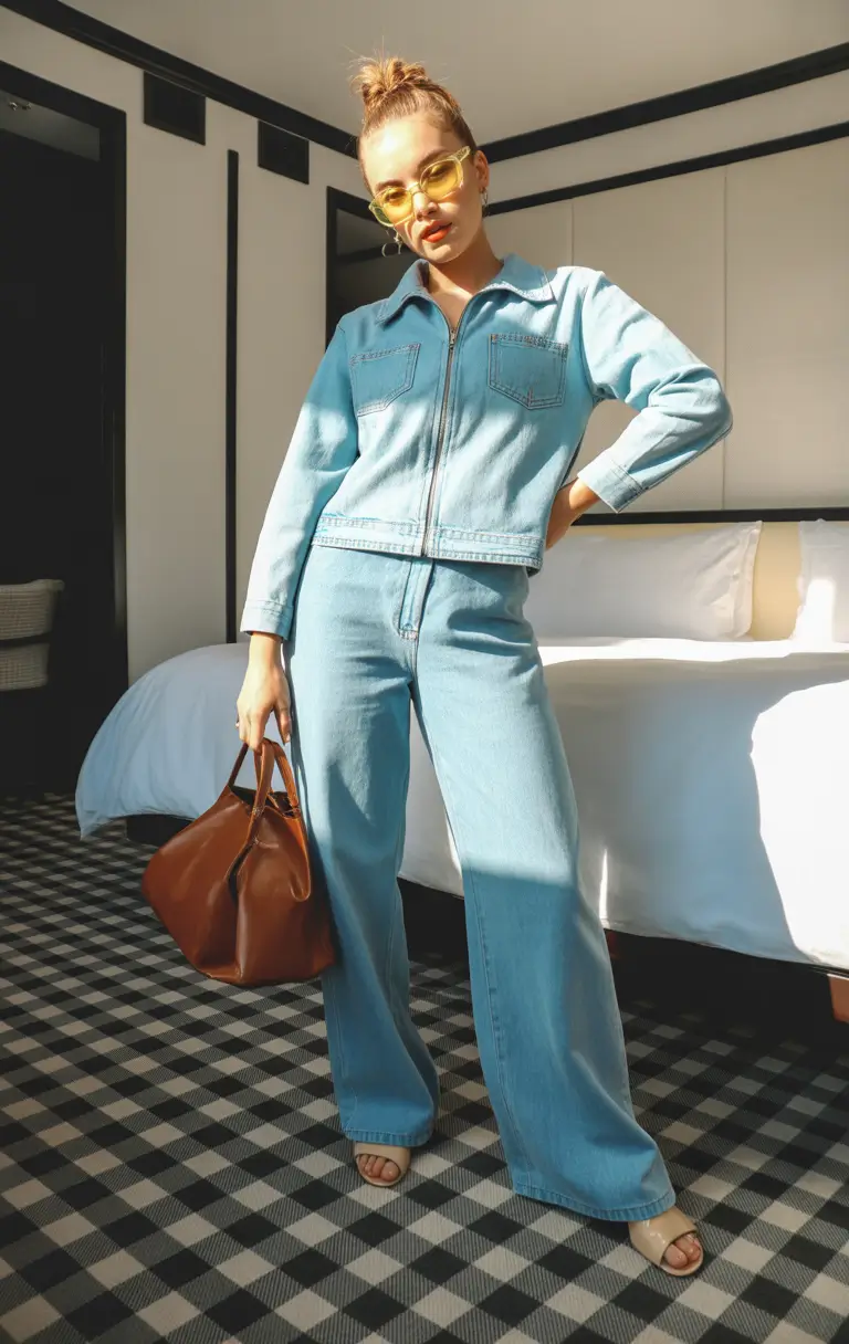 Minimalist capsule wardrobe outfits 2026 Sky Blue Denim for an Elevated Minimal Mood