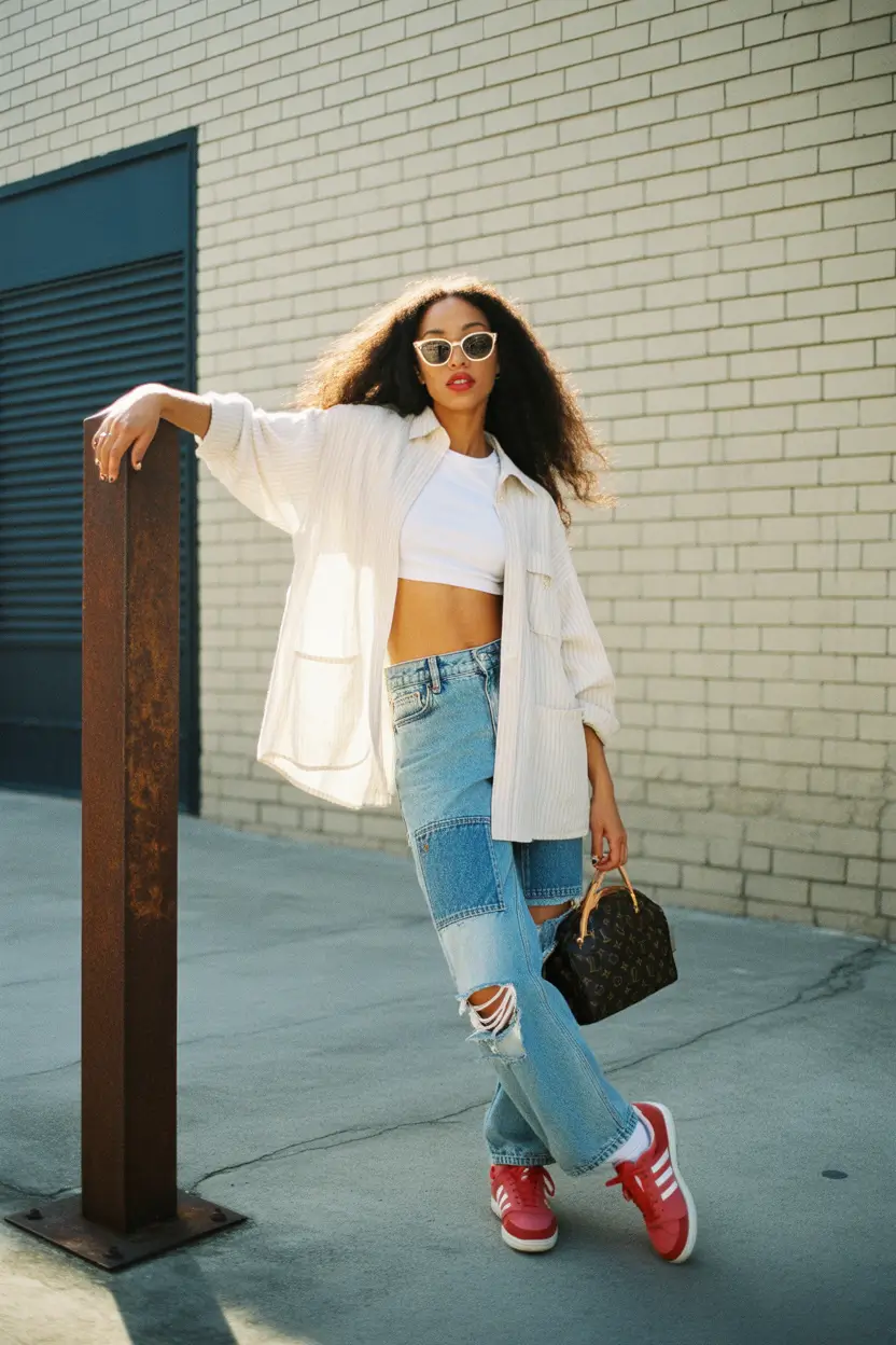 Minimalist capsule wardrobe outfits 2026 Lightweight Neutrals With a Pop of Red