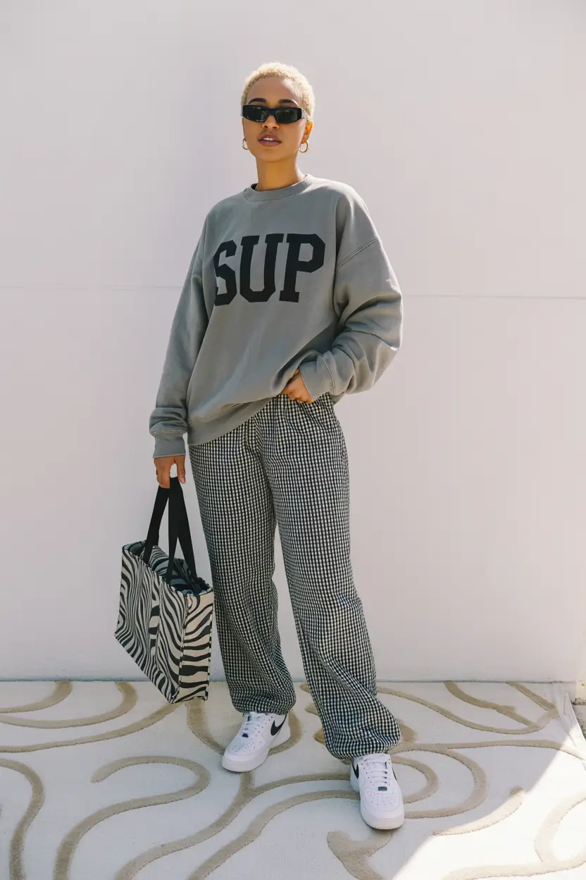 Minimalist capsule wardrobe outfits 2026 Monochrome Comfort With a Graphic Edge