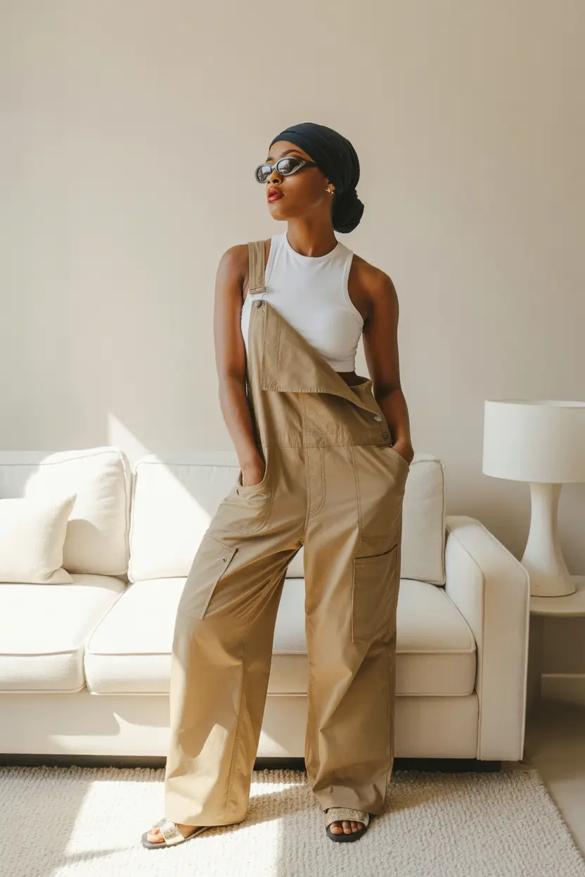 Minimalist capsule wardrobe outfits 2026 Soft Utility Jumpsuit With Clean White Simplicity