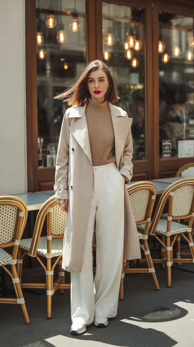 old money outfits winter Parisian Trench and Modern Neutrals