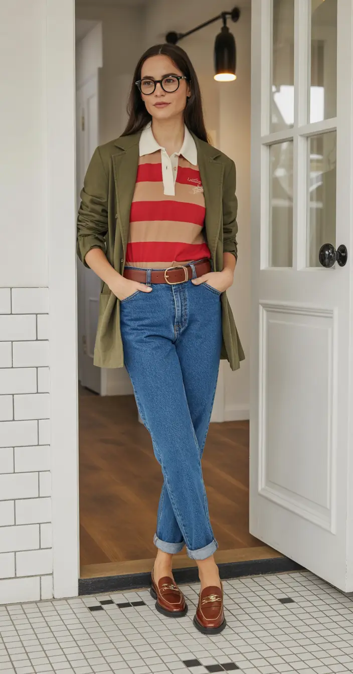 Simple everyday outfits 2026 Smart Casual Stripes With a Preppy Twist