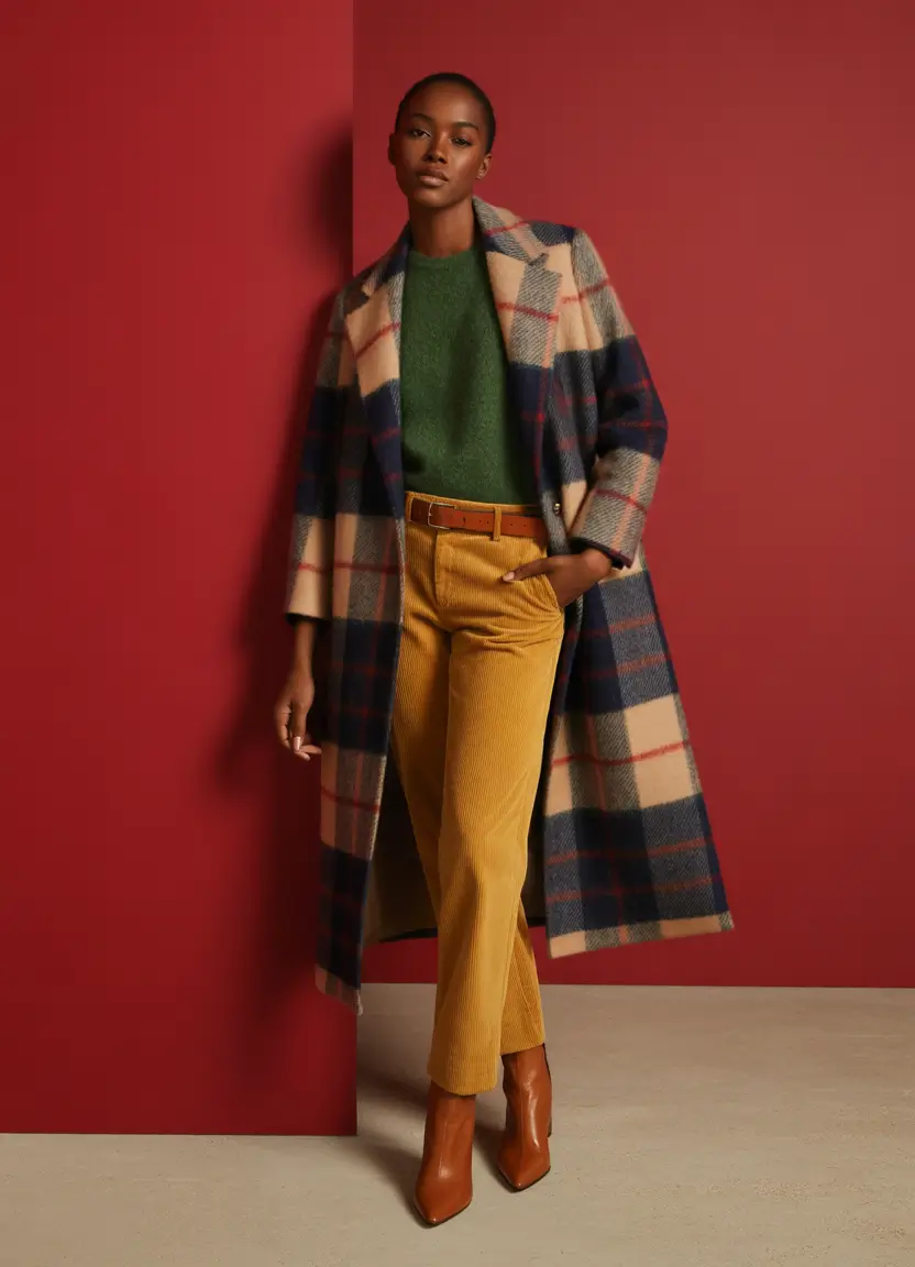 Simple everyday outfits 2026 Fall Plaid Elegance With Cozy Textures