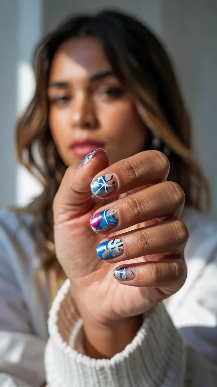 snowflake winter nails Frosted Colorburst Snowflakes