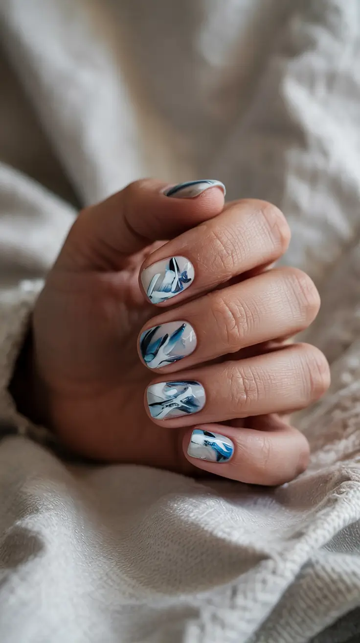 snowflake winter nails 2025-2026 frosted blue whispers