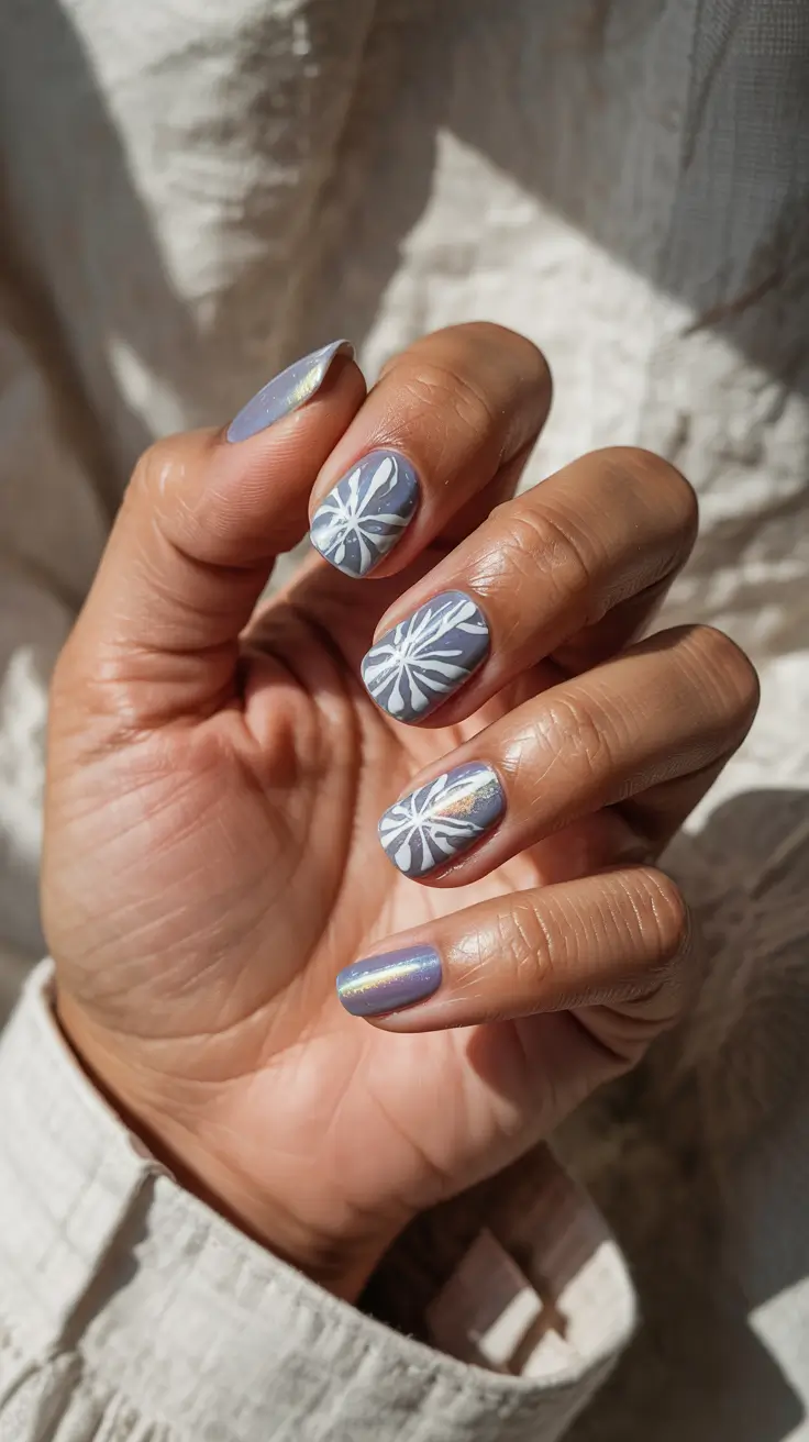snowflake winter nails 2025-2026 lavender ice blooms