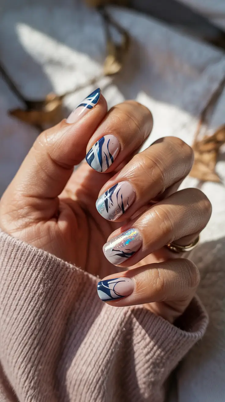 snowflake winter nails Ocean Air Winter Swirls