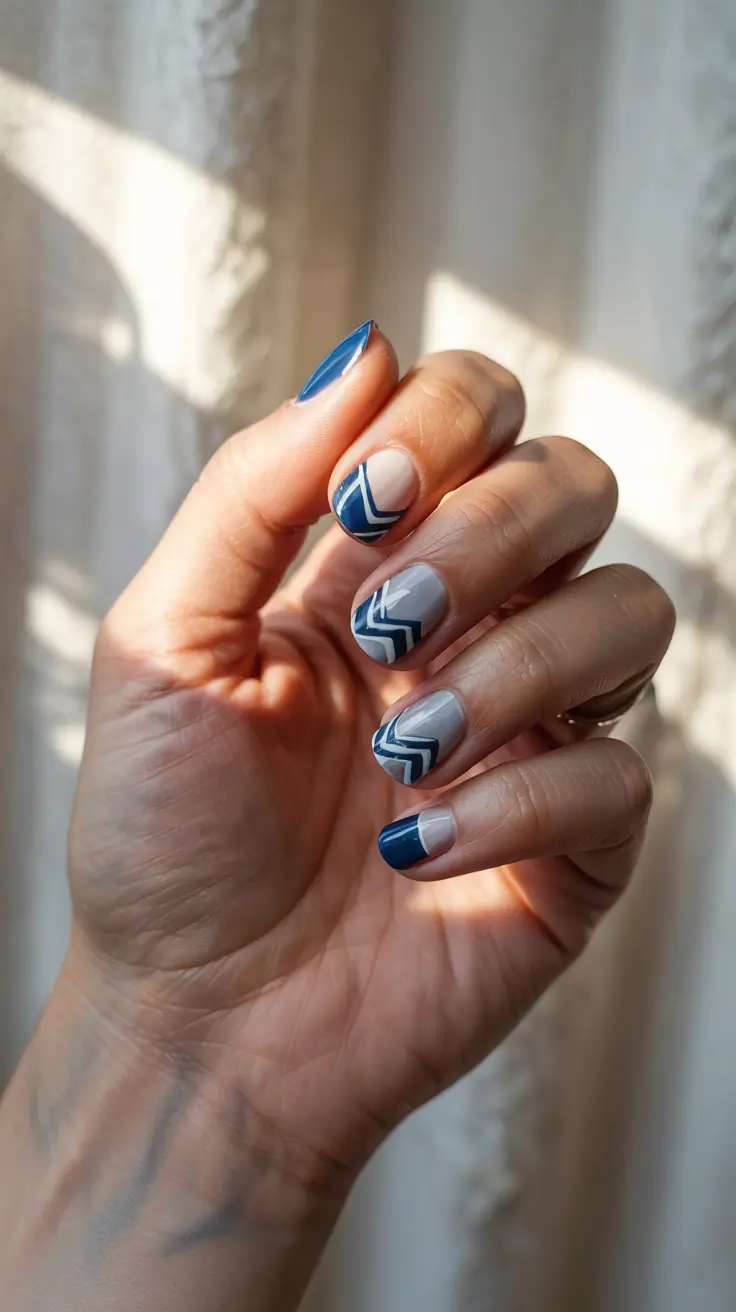 snowflake winter nails Deep Blue Peaks