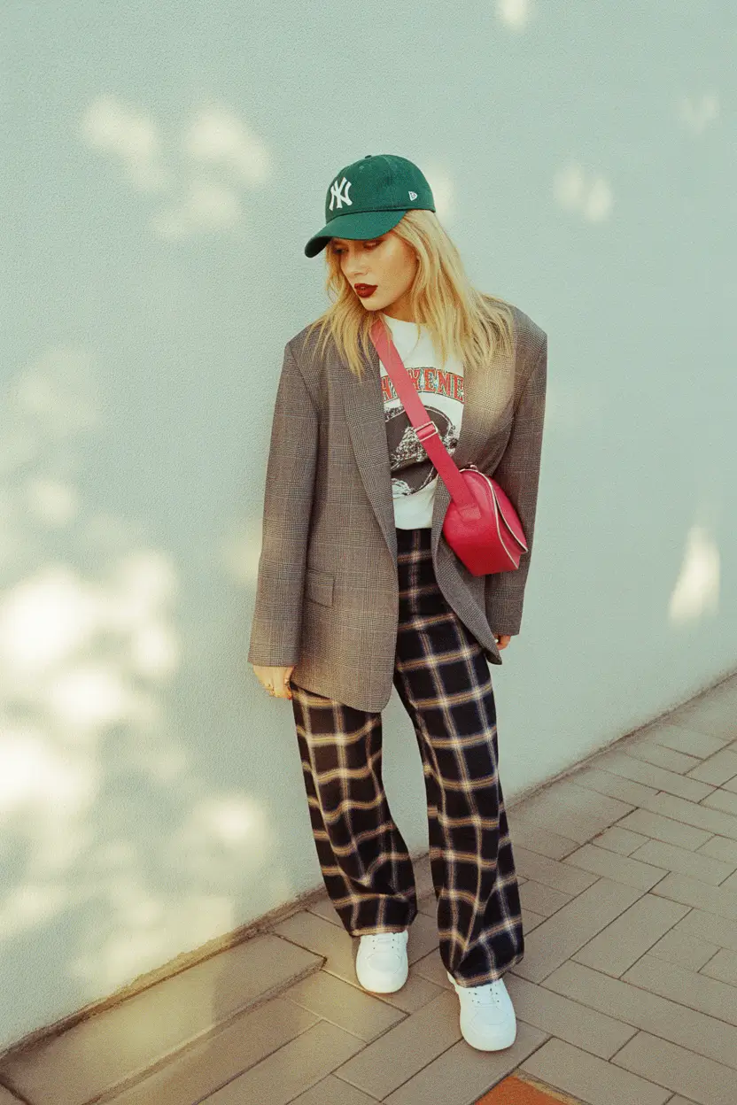 fashion outfits Casual Cool With Plaid And Athletic Details