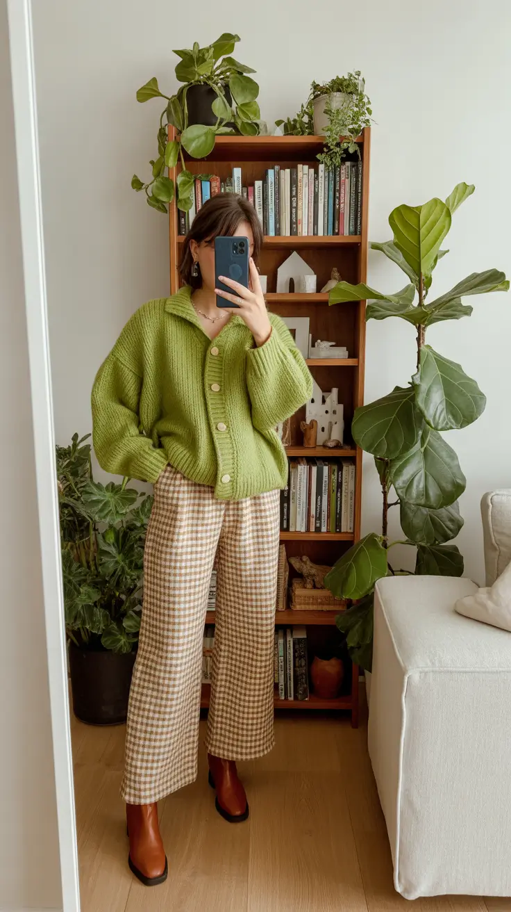 office-outfits-women-retro-cozy-check