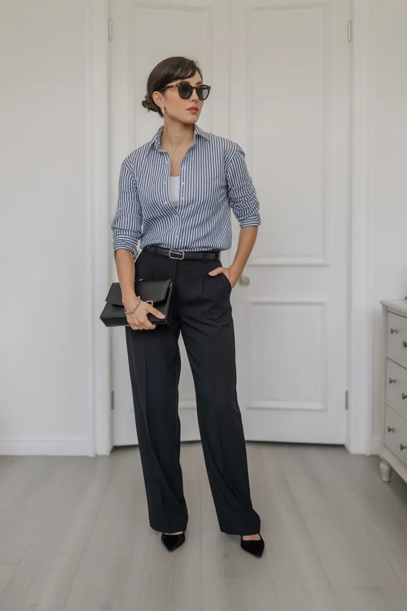 office-outfits-women-stripes-and-precision