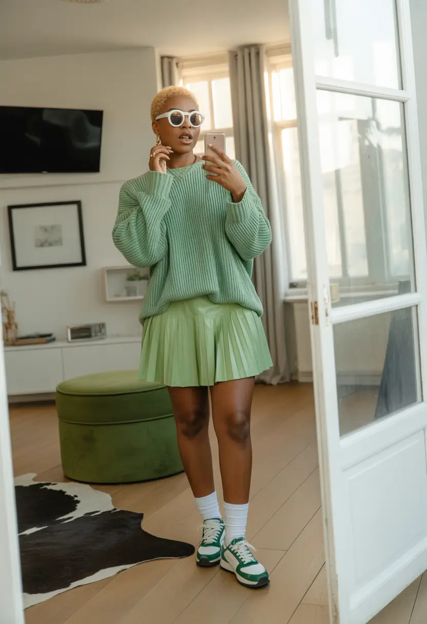 Stylish outfits for Black women 2026 Minty Fresh Minimalism with a Playful Twist