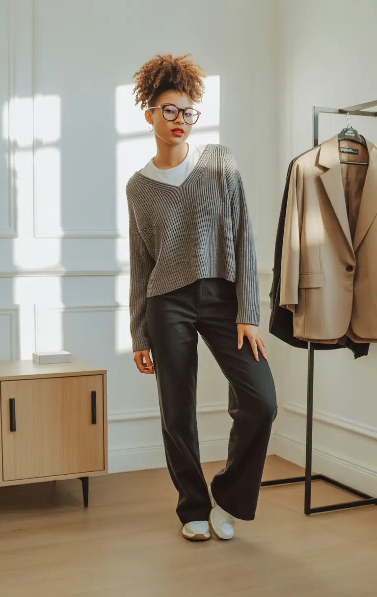 Stylish outfits for Black women 2026 Relaxed Greys with Downtown Energy