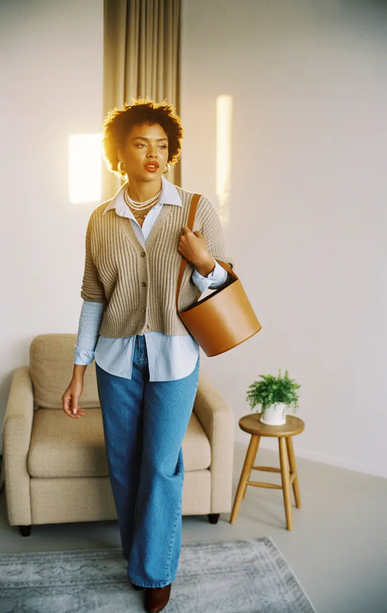 Stylish outfits for Black women 2026 Crisp Layers and Polished Denim