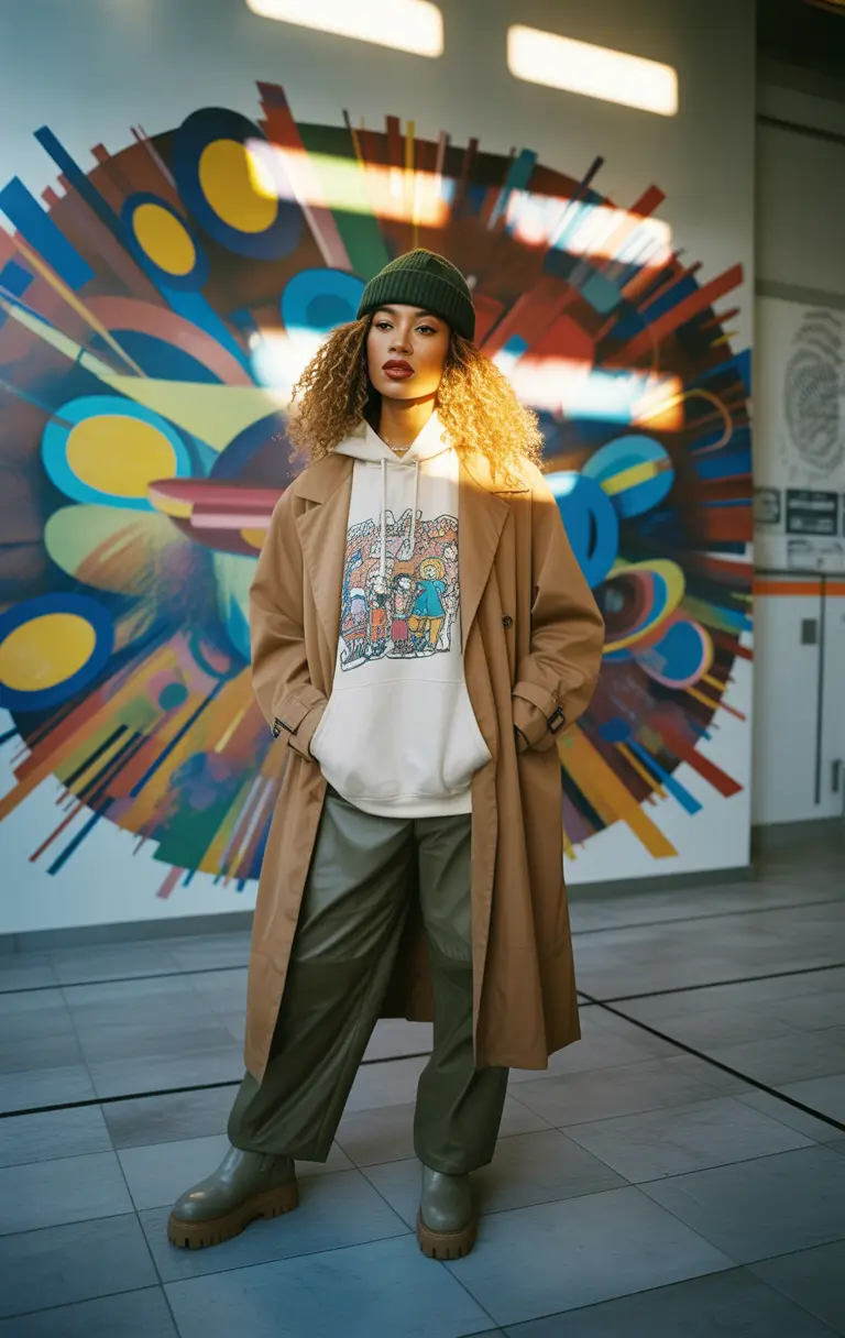 Stylish outfits for Black women 2026 Street Art Layers with Urban Calm