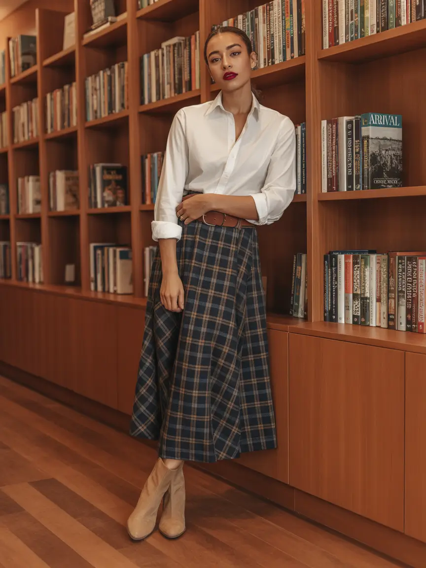 plaid skirt outfits long Library Chic Academic Elegance Reinvented