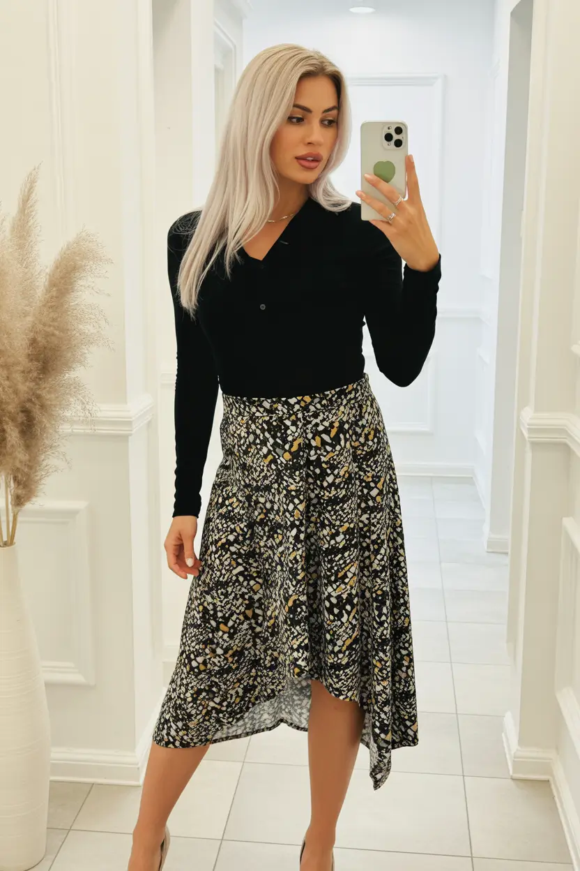 midi skirt outfits women Monochrome Muse Understated Prints with Lasting Appeal