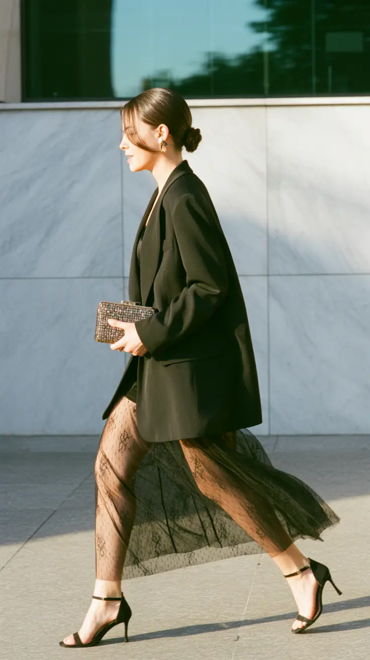 Stylish wedding guest outfits 2026 City Chic Movement With Satin And Lace Fusion