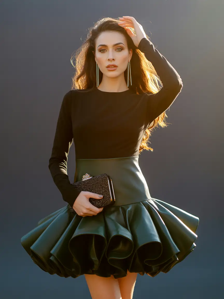 birthday outfits Structured elegance with a sculpted satin flourish