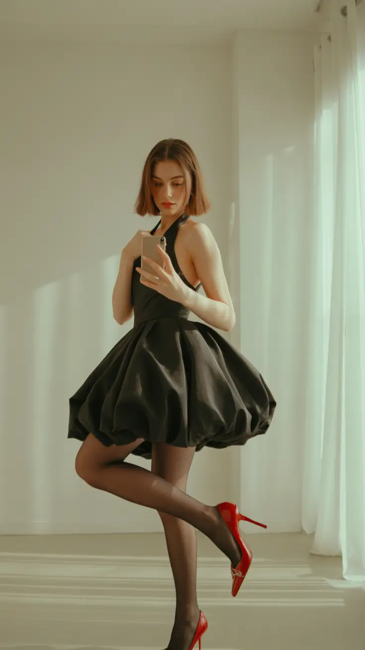 birthday outfits Playful bubble silhouette with bold red accents