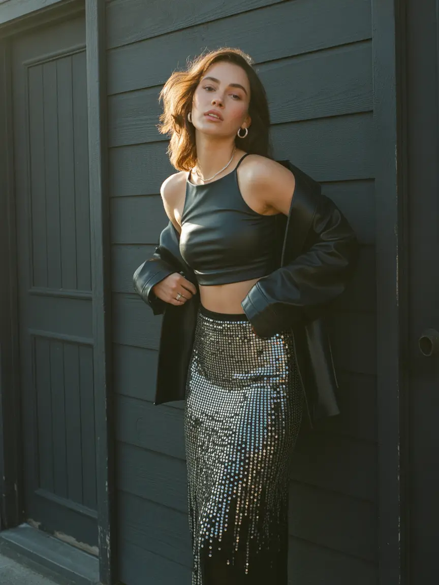 birthday outfits Shimmering glam with a sleek edge