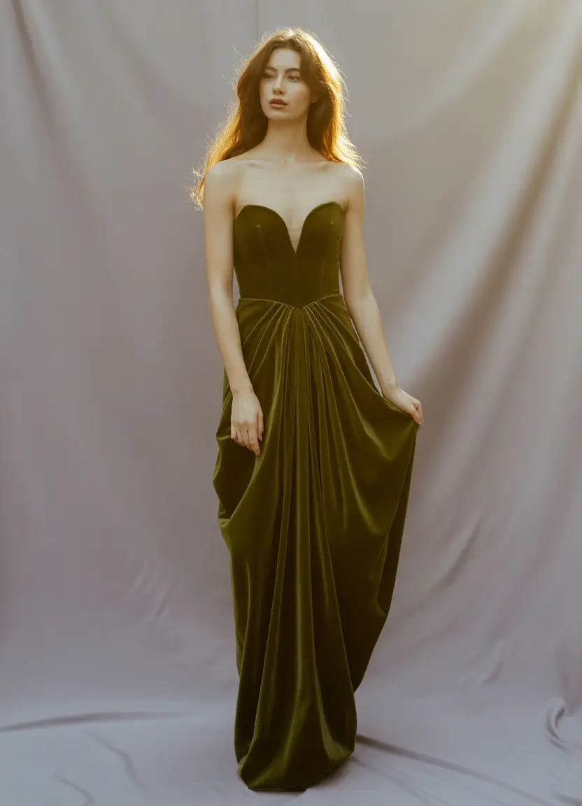 birthday outfits Velvet elegance with a sculpted silhouette