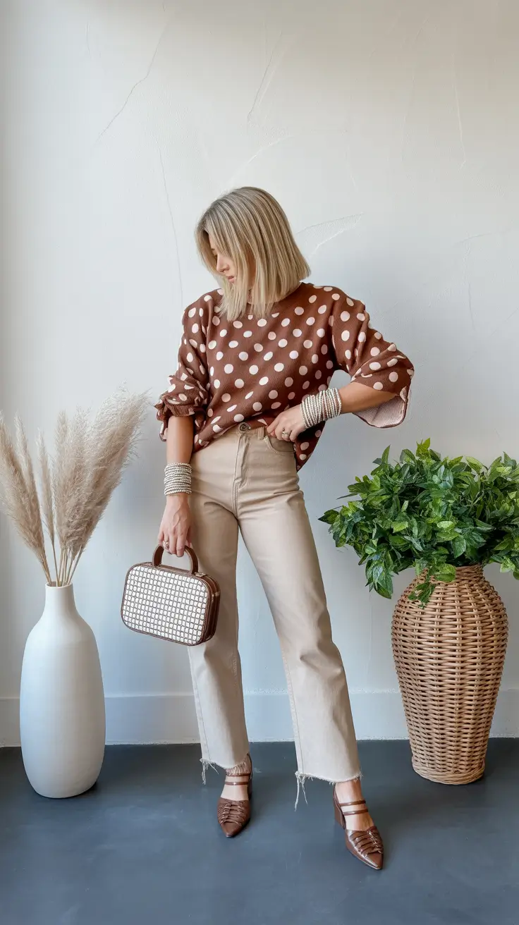 new york outfits Polka Dots and Mocha Tones The New Classic for Urban Mornings