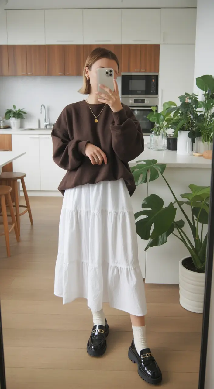 new york outfits Neutral Calm Brown and White Harmony