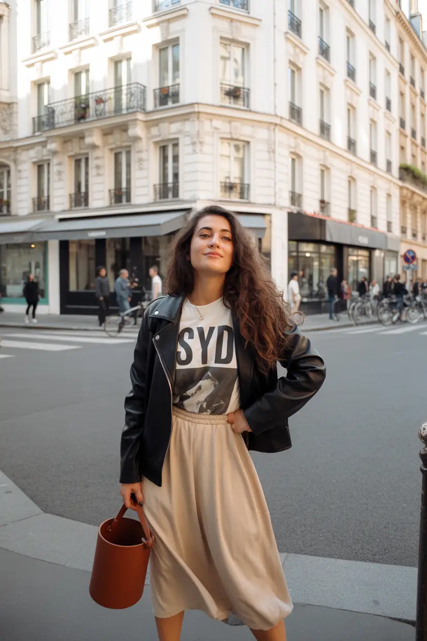 new york outfits Graphic Femininity The Leather and Tulle Fusion