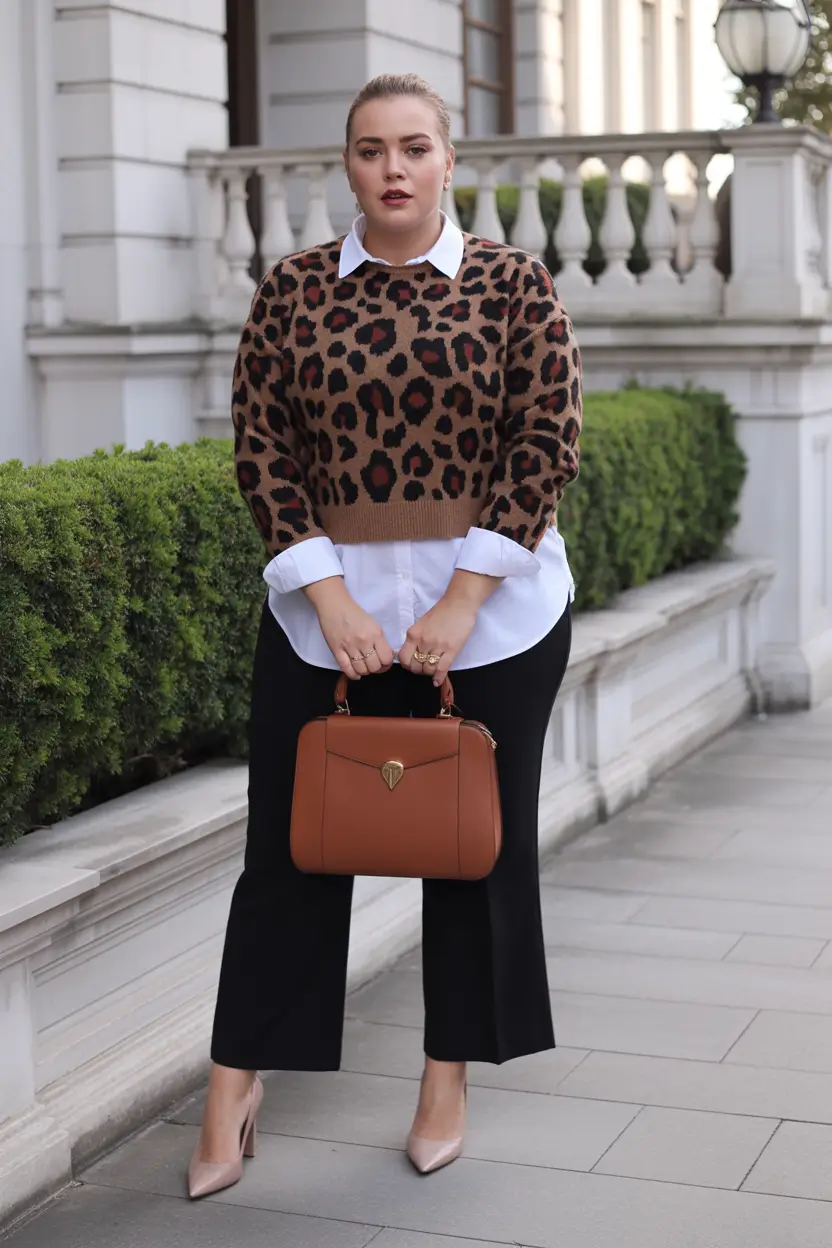 plus size outfits Chic Leopard Layer