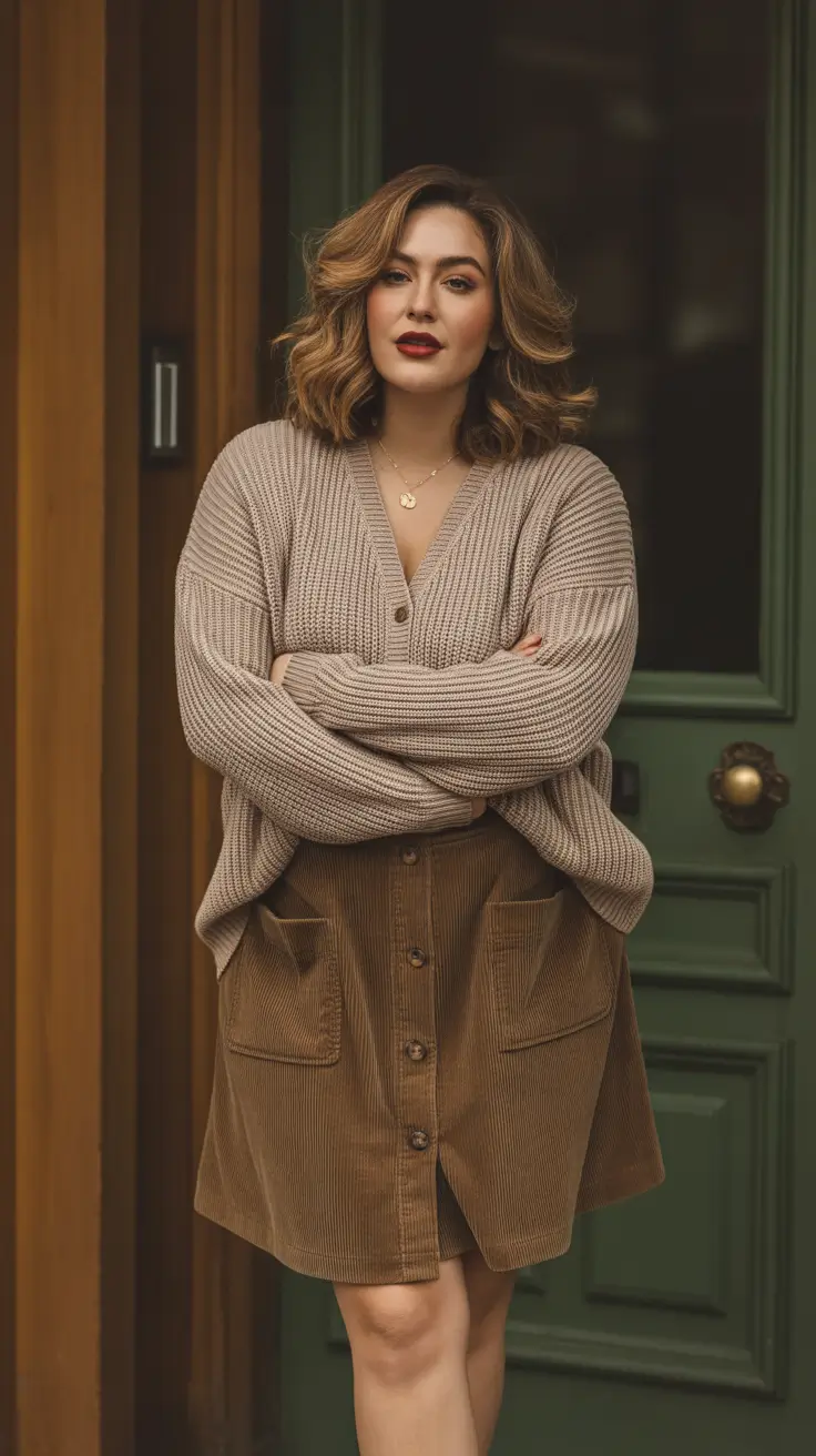 plus size outfits Soft Texture & Corduroy Charm