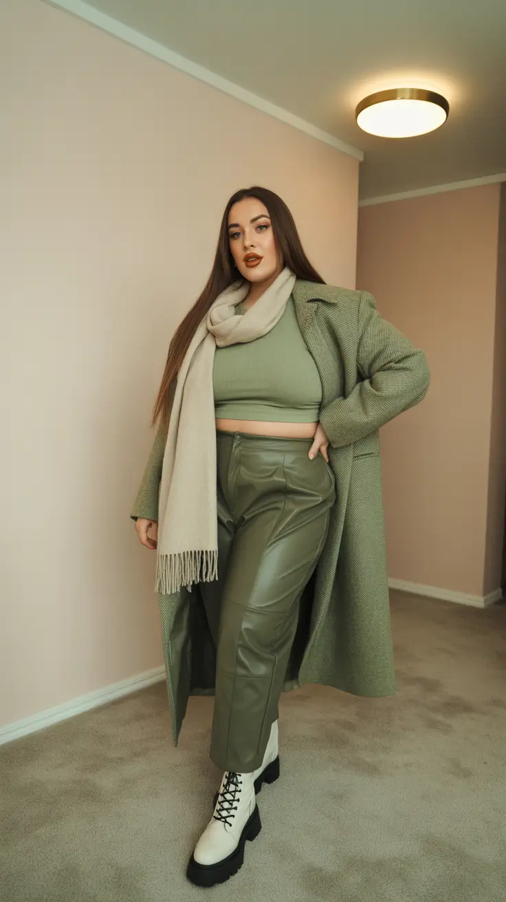 plus size outfits Green Monochrome Magic