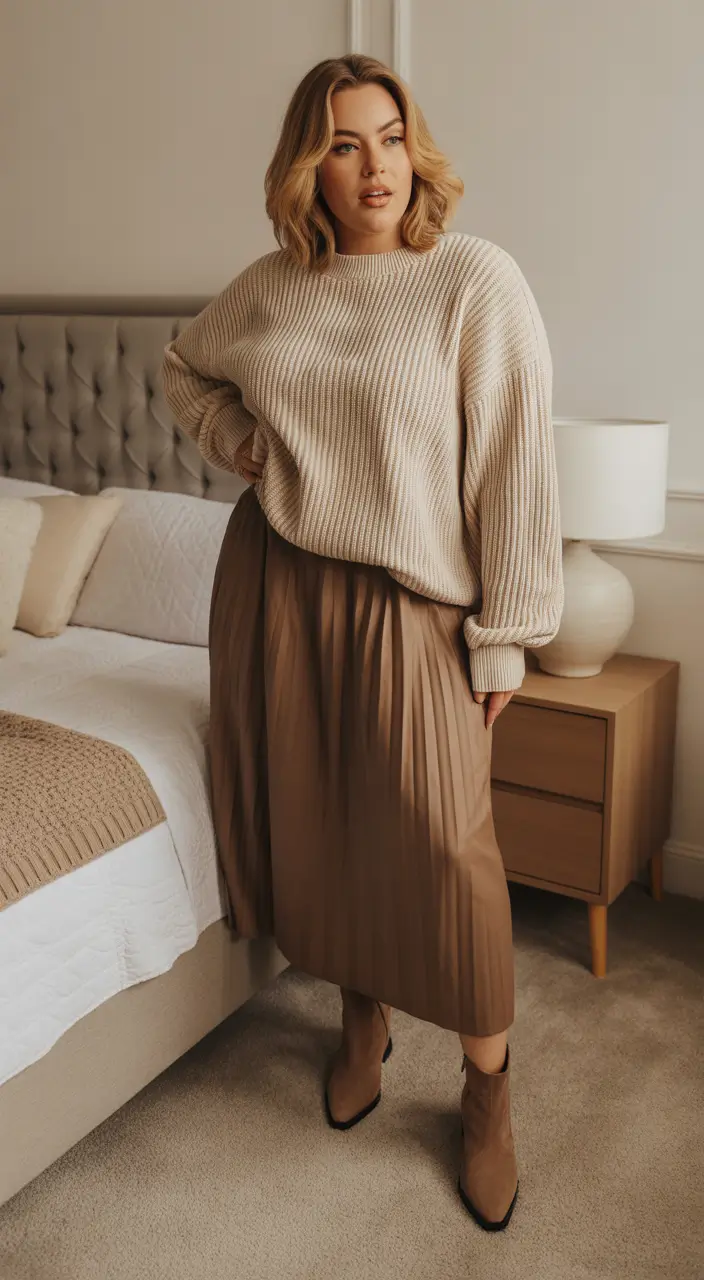 plus size outfits Muted Elegance at Home