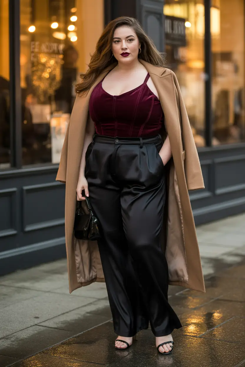 plus size outfits Velvet Confidence Under Camel Light