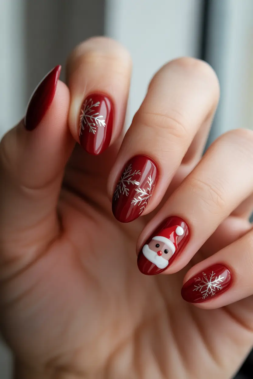 winter-nail-trends-cranberry-red-santa-accent