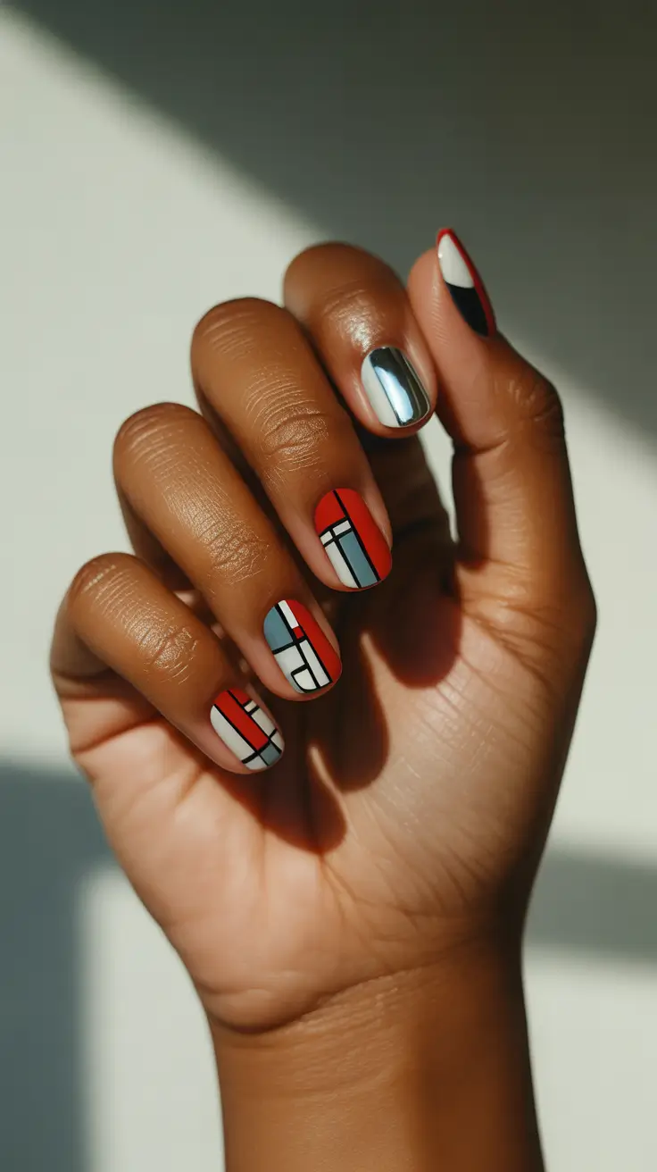 winter-nails-for-dark-skin-tone-retro-color-blocks
