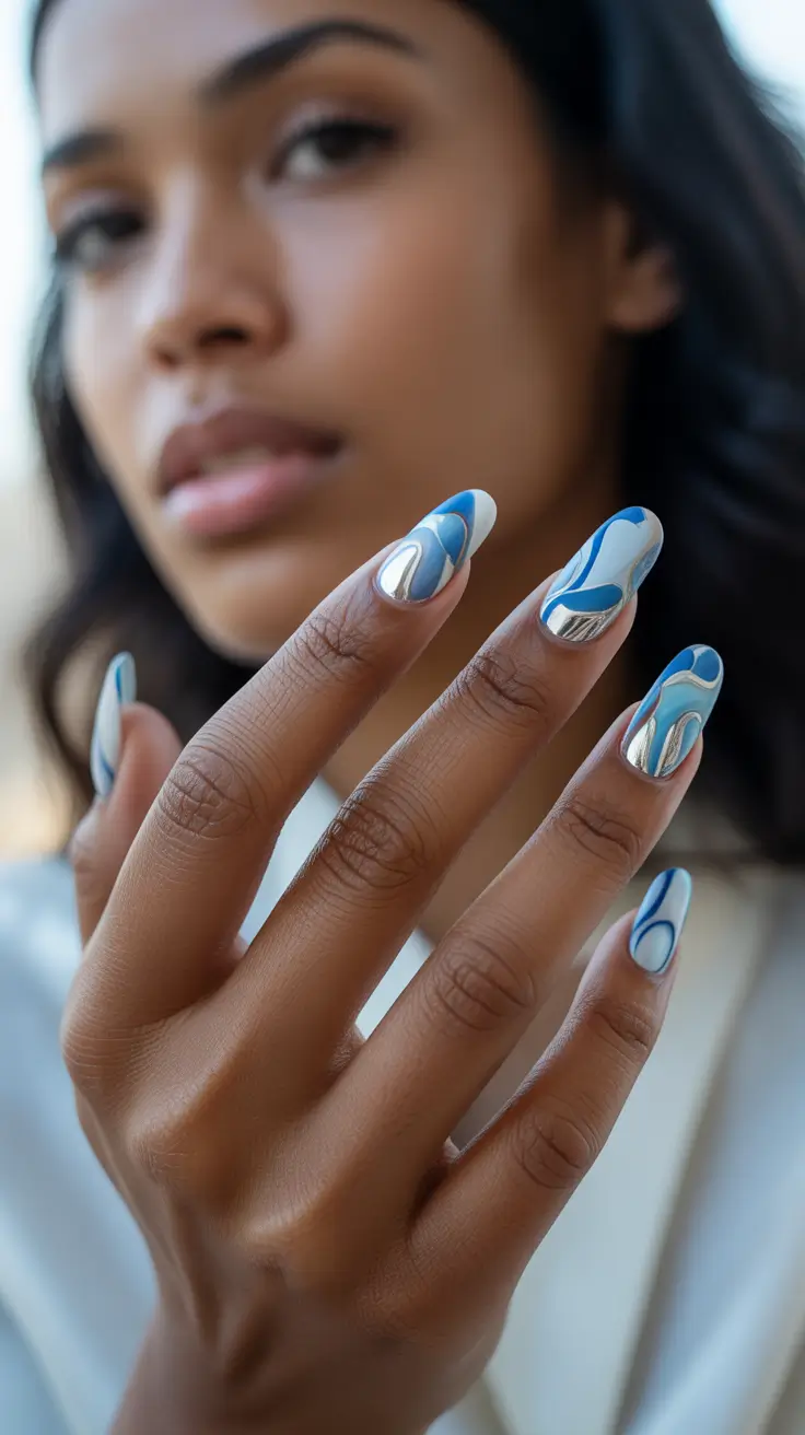 winter-nails-for-dark-skin-tone-silver-wave-serenity