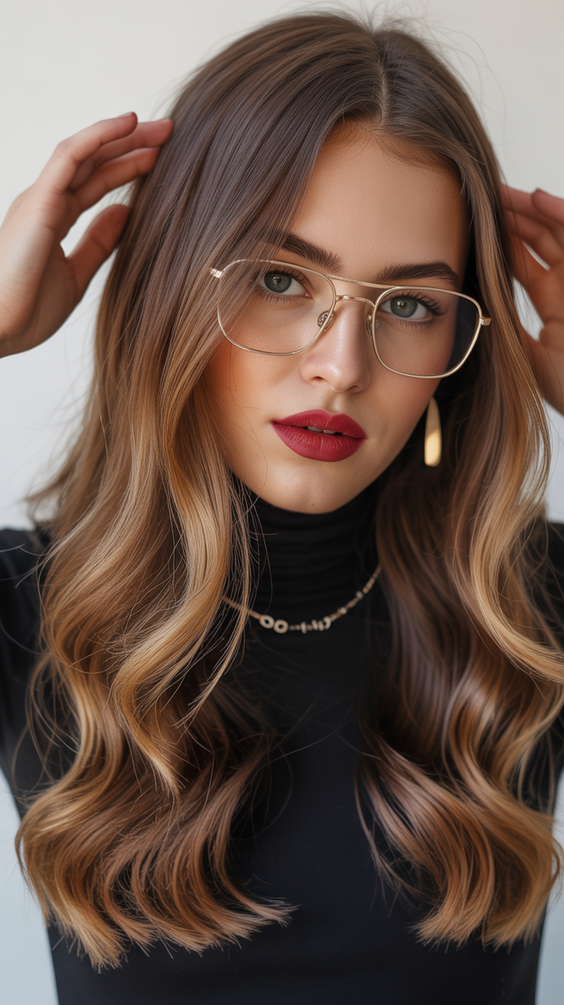 Balayage hair color ideas 2026 soft caramel latte balayage with natural flow