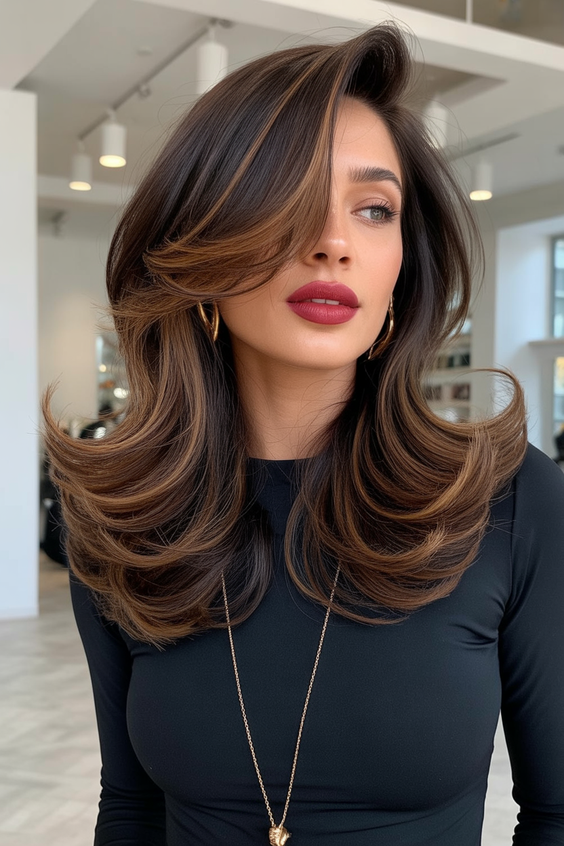 Best butterfly haircuts 2026 Soft Butterfly Layers With Voluminous Side Part