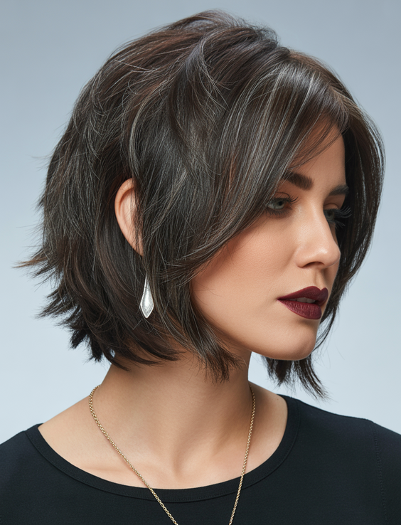 best choppy bob haircut ideas 2026 Smoky Layered Choppy Bob With Dimensional Highlights