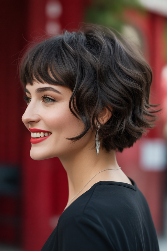 best choppy bob haircut ideas 2026 Playful Curled Choppy Bob With Short Fringe