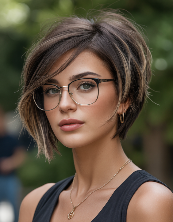 best choppy bob haircut ideas 2026 Modern Angled Choppy Bob With Highlighted Contour