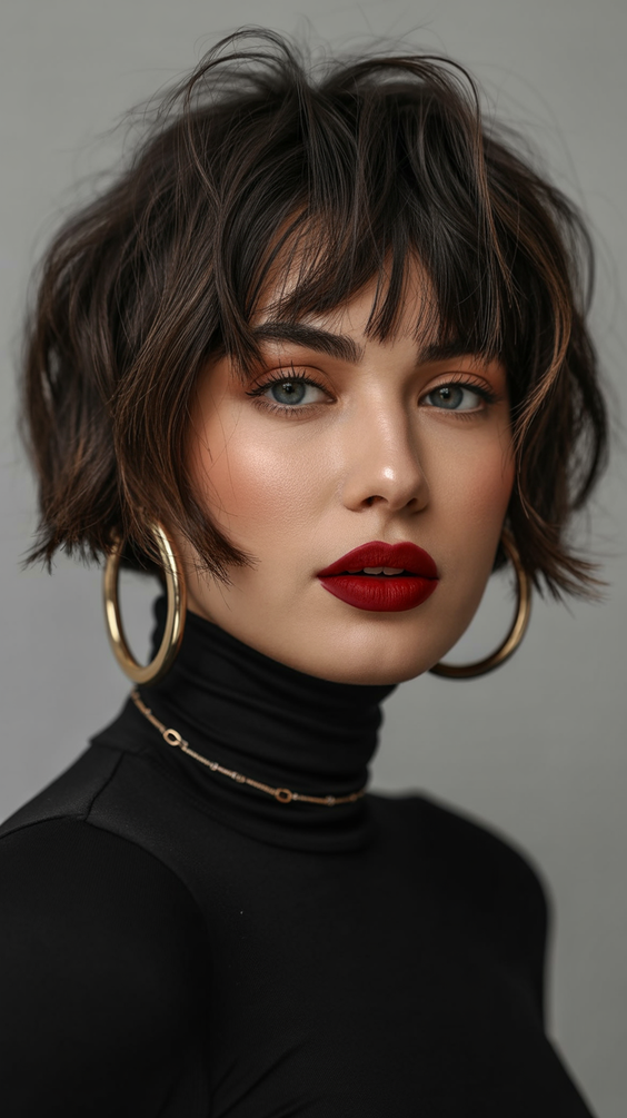 best choppy bob haircut ideas 2026 Edgy Micro Choppy Bob With Soft Fringe