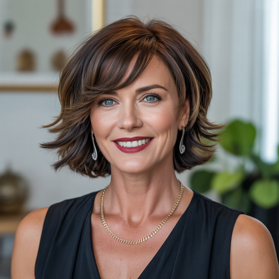 best choppy bob haircut ideas 2026 Feathered Choppy Bob With Side Swept Bangs